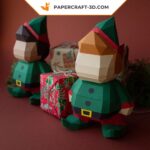 Papercraft petit elfe de Noël en origami papier 3D