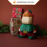 Papercraft petit elfe de Noël en origami papier 3D