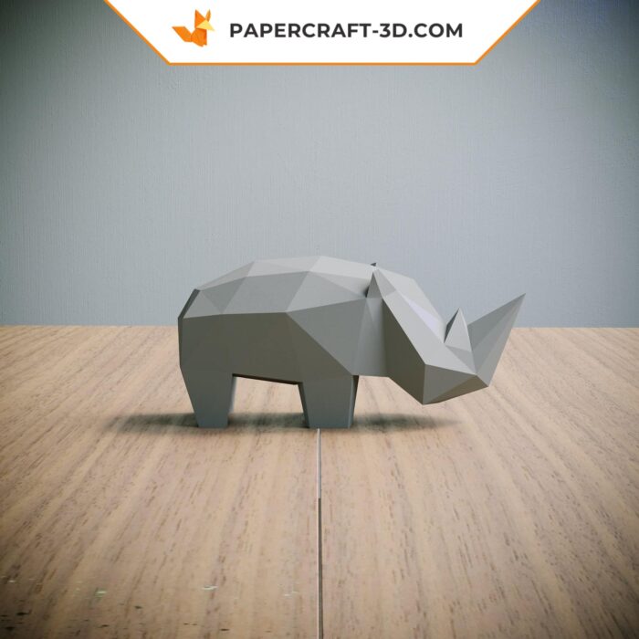 Papercraft petit rhinocéros en origami papier 3D