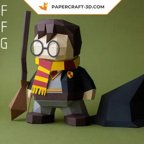 Papercraft petit sorcier en origami papier 3D à faire soi-même