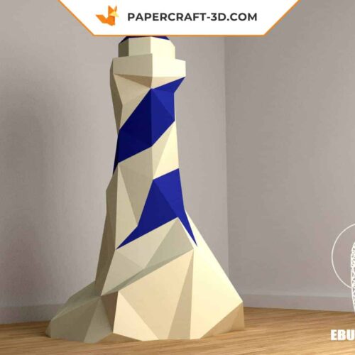 Papercraft lighthouse in 3D origami