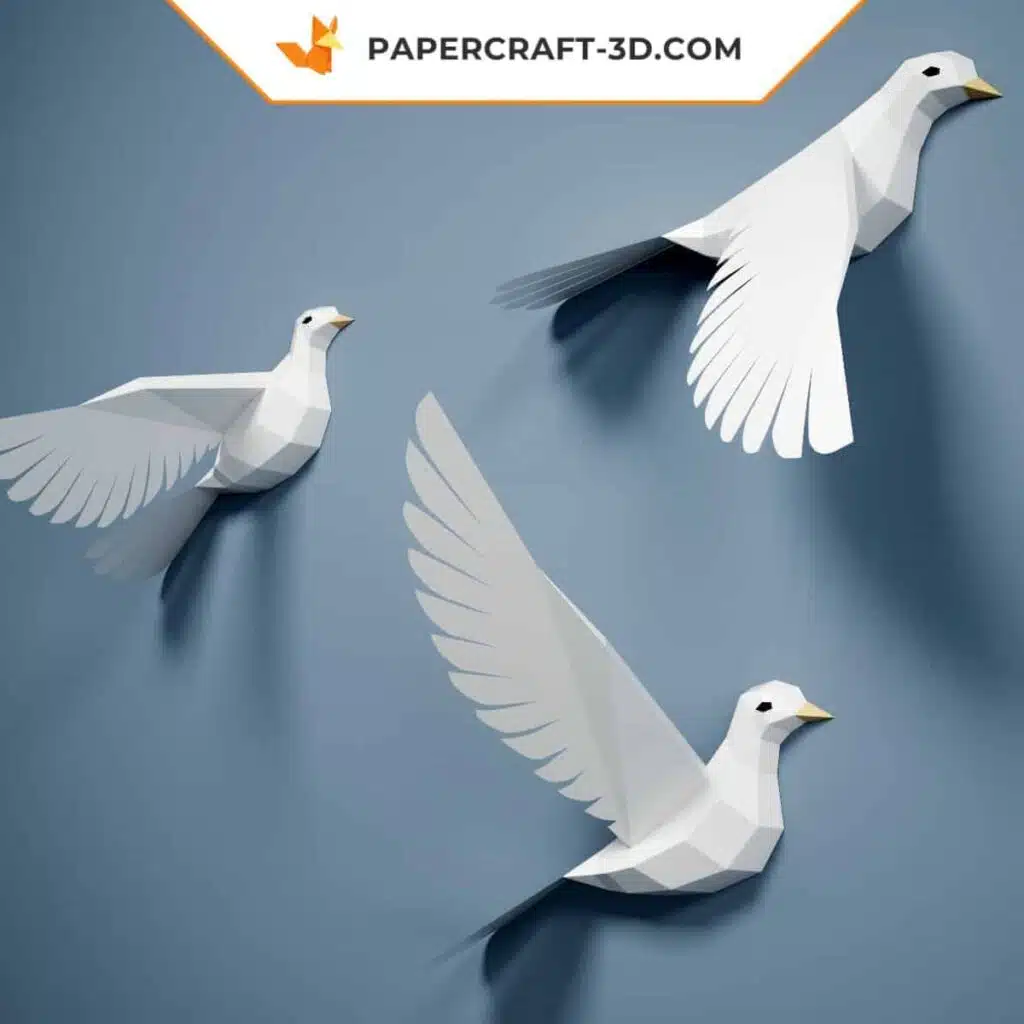 Papercraft de pigeon en origami 3D