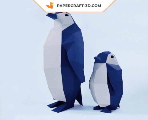 Papercraft Pingouin origami papier 3D en modèle basse poly à télécharger