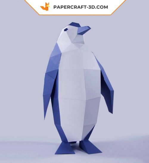 Papercraft Pingouin origami papier 3D en modèle basse poly à télécharger