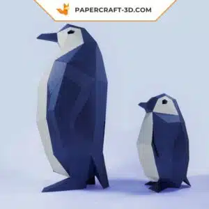 Papercraft Pingouin origami papier 3D en modèle basse poly à télécharger