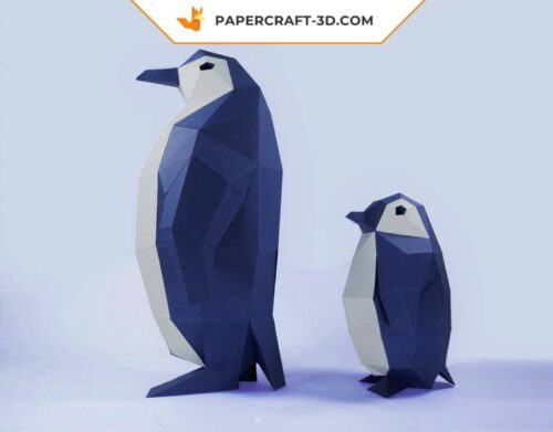Papercraft Pingouin origami papier 3D en modèle basse poly à télécharger