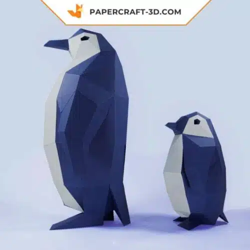 Papercraft Pingouin origami papier 3D en modèle basse poly à télécharger