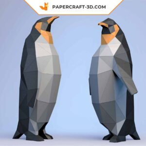 Papercraft pingouins en origami papier 3D de faible teneur en poly