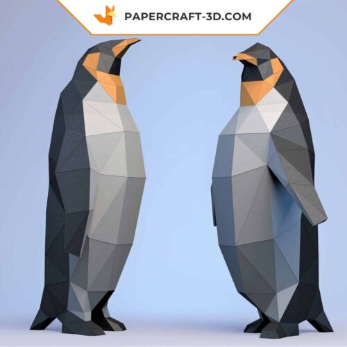 Papercraft pingouins en origami papier 3D de faible teneur en poly