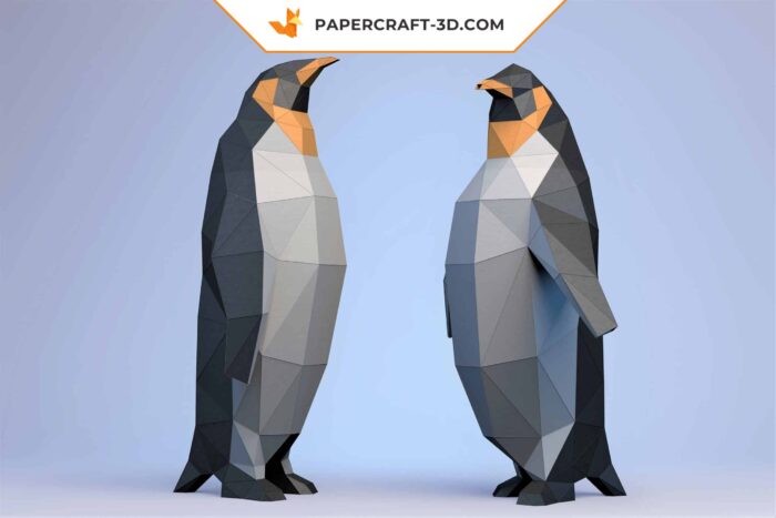 Papercraft pingouins en origami papier 3D de faible teneur en poly