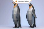 Papercraft pingouins en origami papier 3D de faible teneur en poly