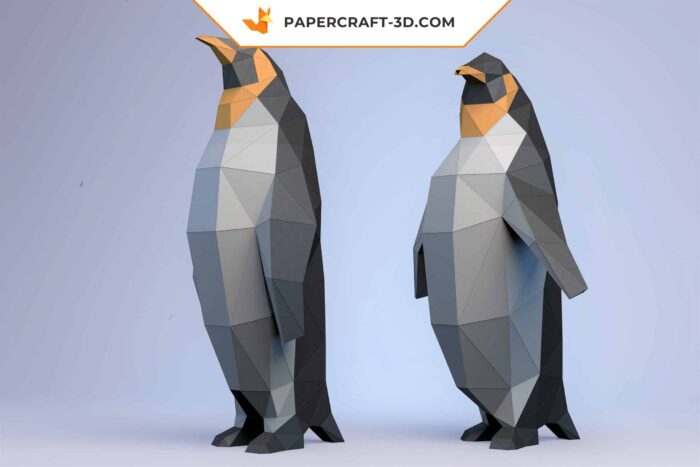 Papercraft pingouins en origami papier 3D de faible teneur en poly