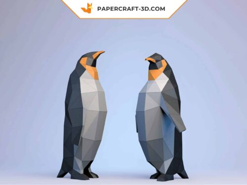 Papercraft pingouins en origami papier 3D de faible teneur en poly