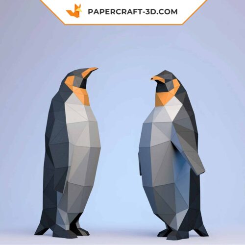 Papercraft pingouins en origami papier 3D de faible teneur en poly