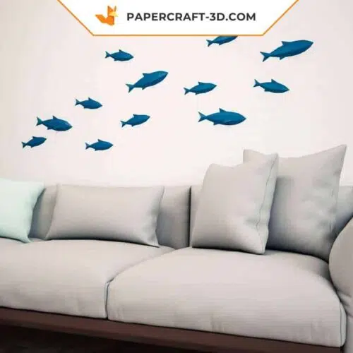 Papercraft poissons muraux en origami 3D à faire soi-même