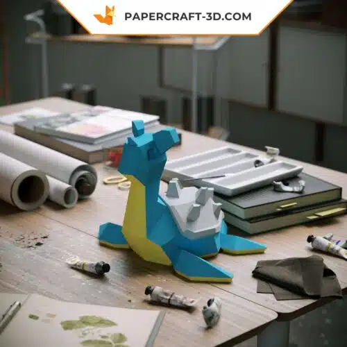 Papercraft Pokémon Lapras en origami papier 3D pour décoration d’intérieur