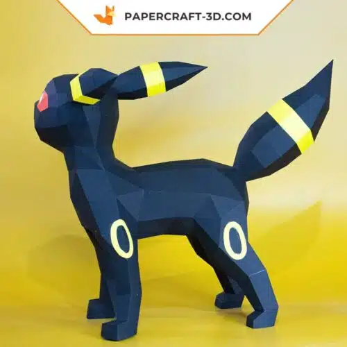 Papercraft Pokemon Umbreon, évolution d’Eevee, origami papier 3D