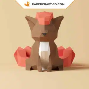 Papercraft Pokémon Vulpix en origami papier 3D pour décoration d’intérieur