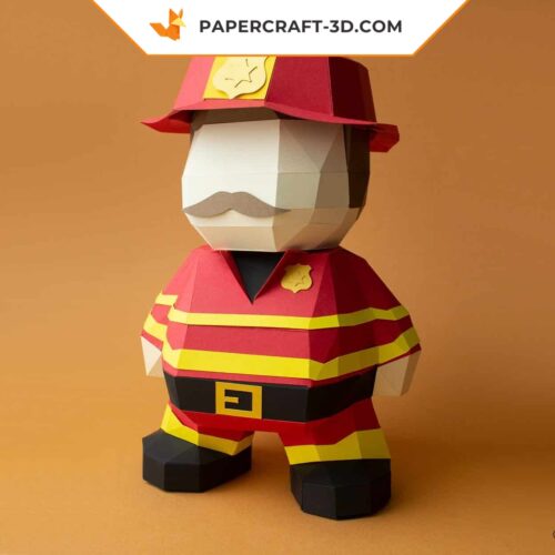 Papercraft pompier en origami papier 3D