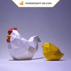 Papercraft poussin de poulet origami papier 3D pour décoration de Pâques