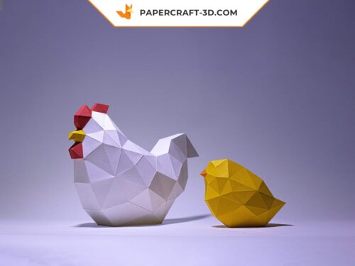 Papercraft poussin de poulet origami papier 3D pour décoration de Pâques