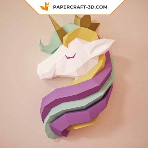 Carta regalo principisa unicorno origami 3D per la decorazione dell'asilo nido