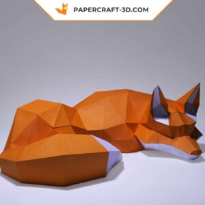 Papercraft Renard Dormant origami papier 3D