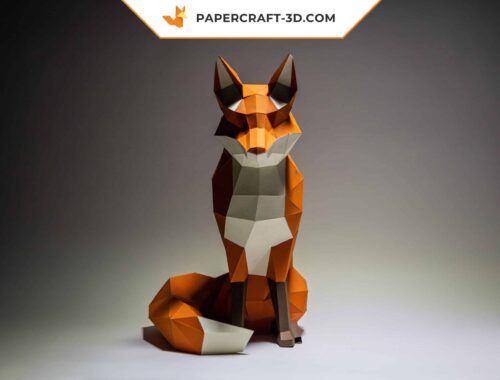 Papercraft Renard en origami de papier 3D à télécharger