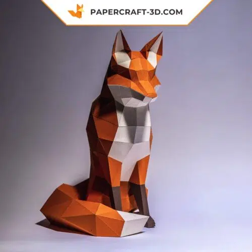 Papercraft Renard en origami de papier 3D à télécharger