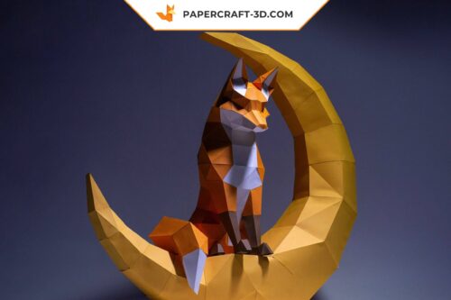 Papercraft Renard Lunaire origami papier 3D
