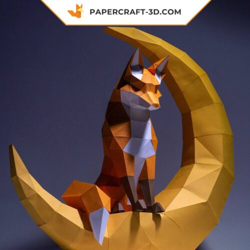 Papercraft Renard Lunaire origami papier 3D
