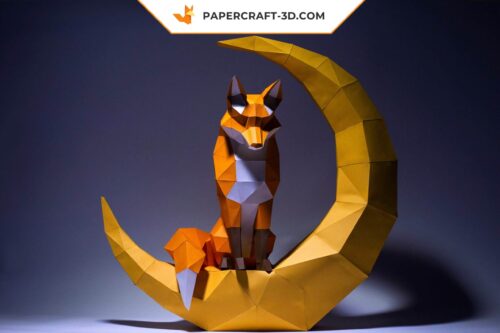 Papercraft Renard Lunaire origami papier 3D