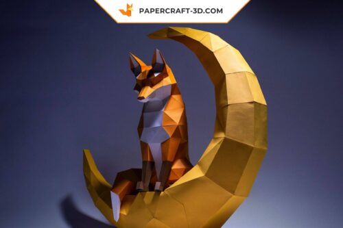 Papercraft Renard Lunaire origami papier 3D