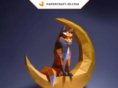 Papercraft Renard Lunaire origami papier 3D