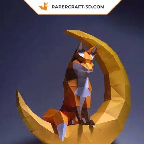 Papercraft Renard Lunaire origami papier 3D