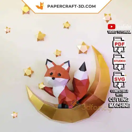 Papercraft zorro luna en 3D origami