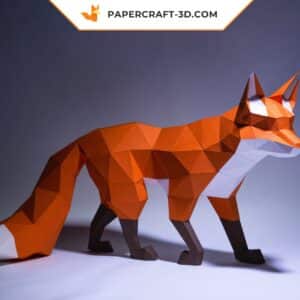 Papercraft Renard marchant en origami papier 3D