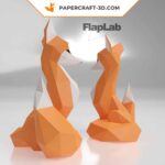 Papercraft Renard mignon en origami papier 3D à basse polygone