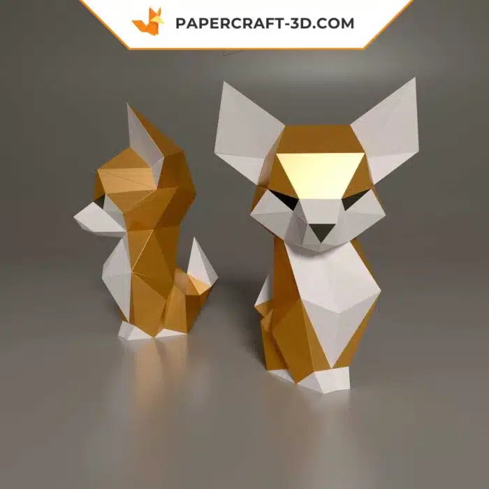 Papercraft Renard Mignon en Papier 3D Origami pour Enfants