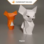 Papercraft Renard Mignon en Papier 3D Origami pour Enfants