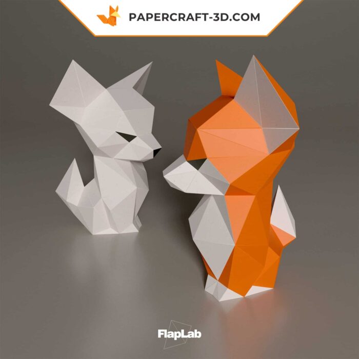 Papercraft Renard Mignon en Papier 3D Origami pour Enfants