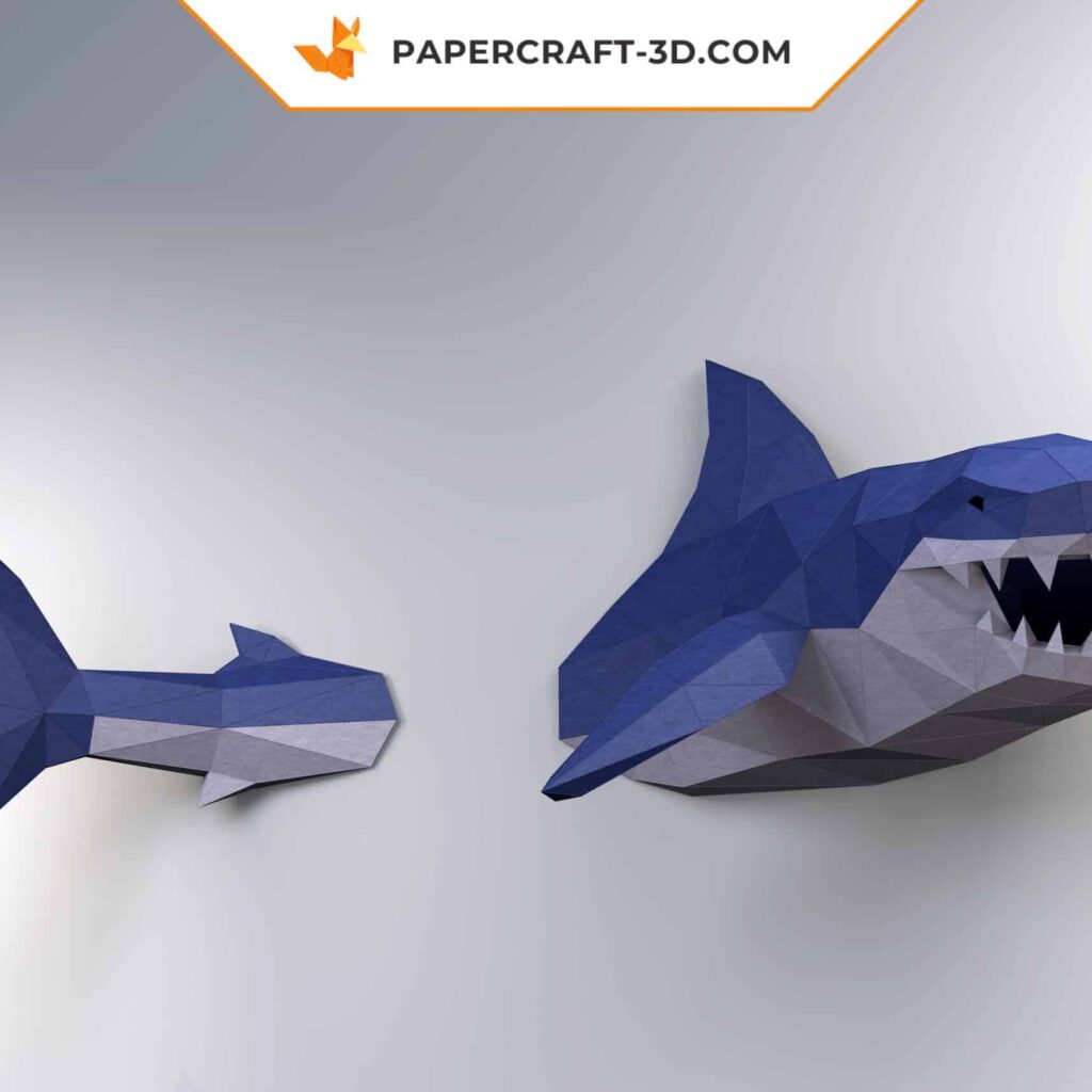 Papercraft Weißer Hai in Origami