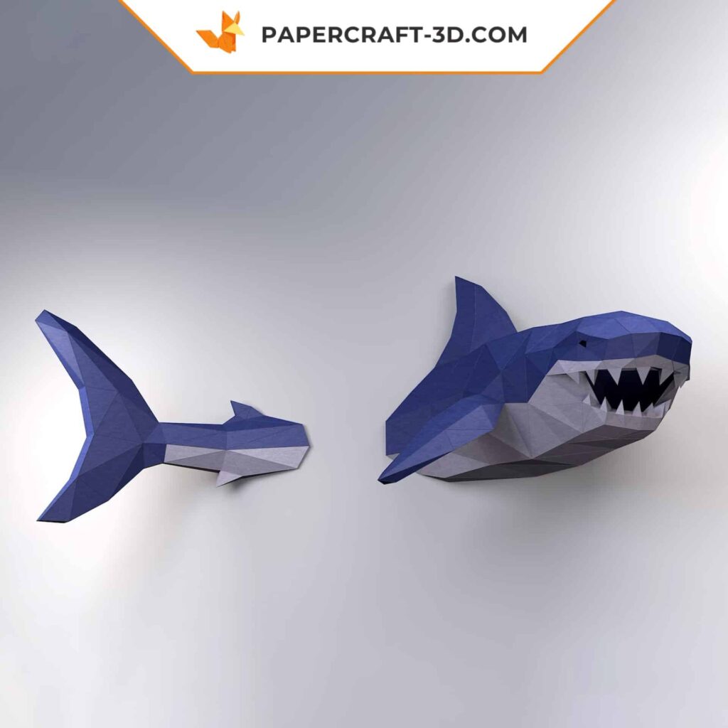 Papercraft Weißer Hai in Origami
