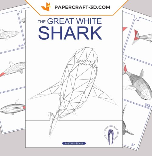 Papercraft Requin Blanc XXL en origami papier 3D à fabriquer soi-même