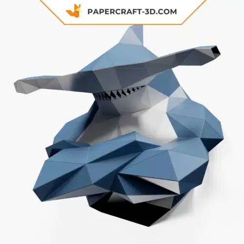 Papercraft Requin-marteau décor mural en papier 3D origami