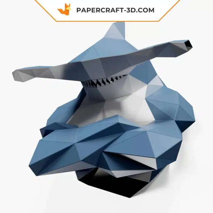 Papercraft Requin-marteau décor mural en papier 3D origami