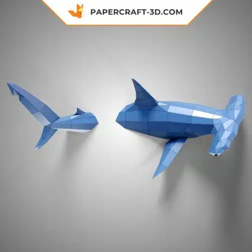 Papercraft de tubarão-martelo em origami 3D