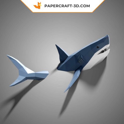 Papercraft requin mural en origami papier 3D