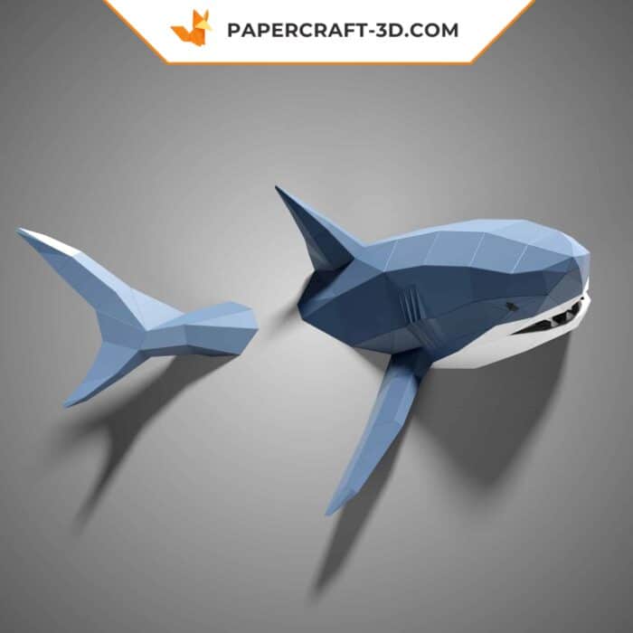 Papercraft requin mural en origami papier 3D