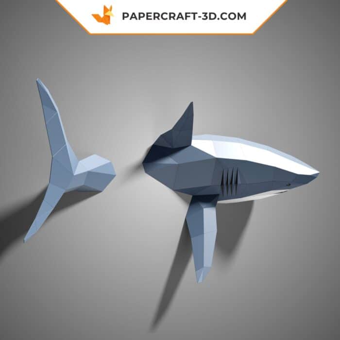 Papercraft requin mural en origami papier 3D